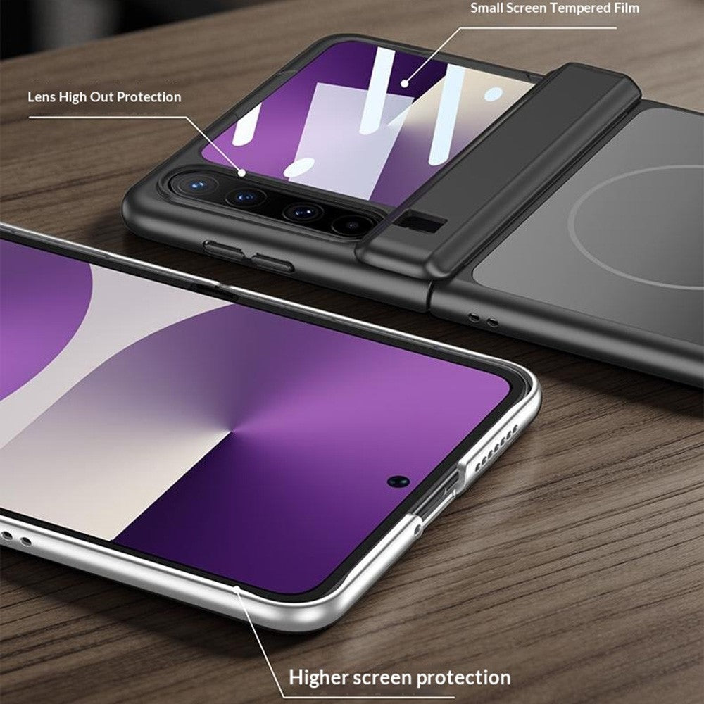 For Huawei Pura X Magnetic Case Matte PC Anti-Fingerprint Phone Cover with Rear Screen Protector