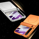 For Huawei Pura X Magnetic Case Matte PC Anti-Fingerprint Phone Cover with Rear Screen Protector