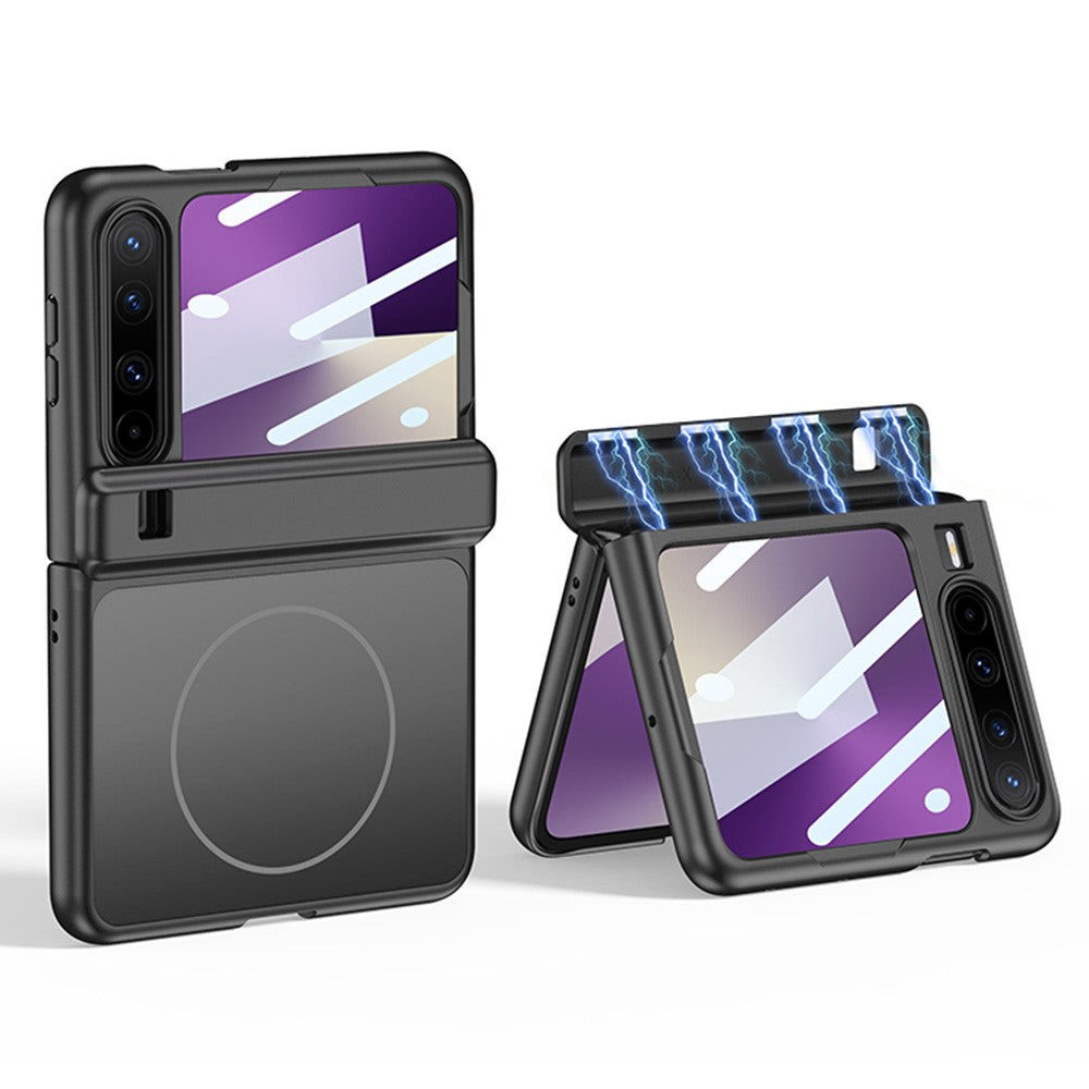 For Huawei Pura X Magnetic Case Matte PC Anti-Fingerprint Phone Cover with Rear Screen Protector
