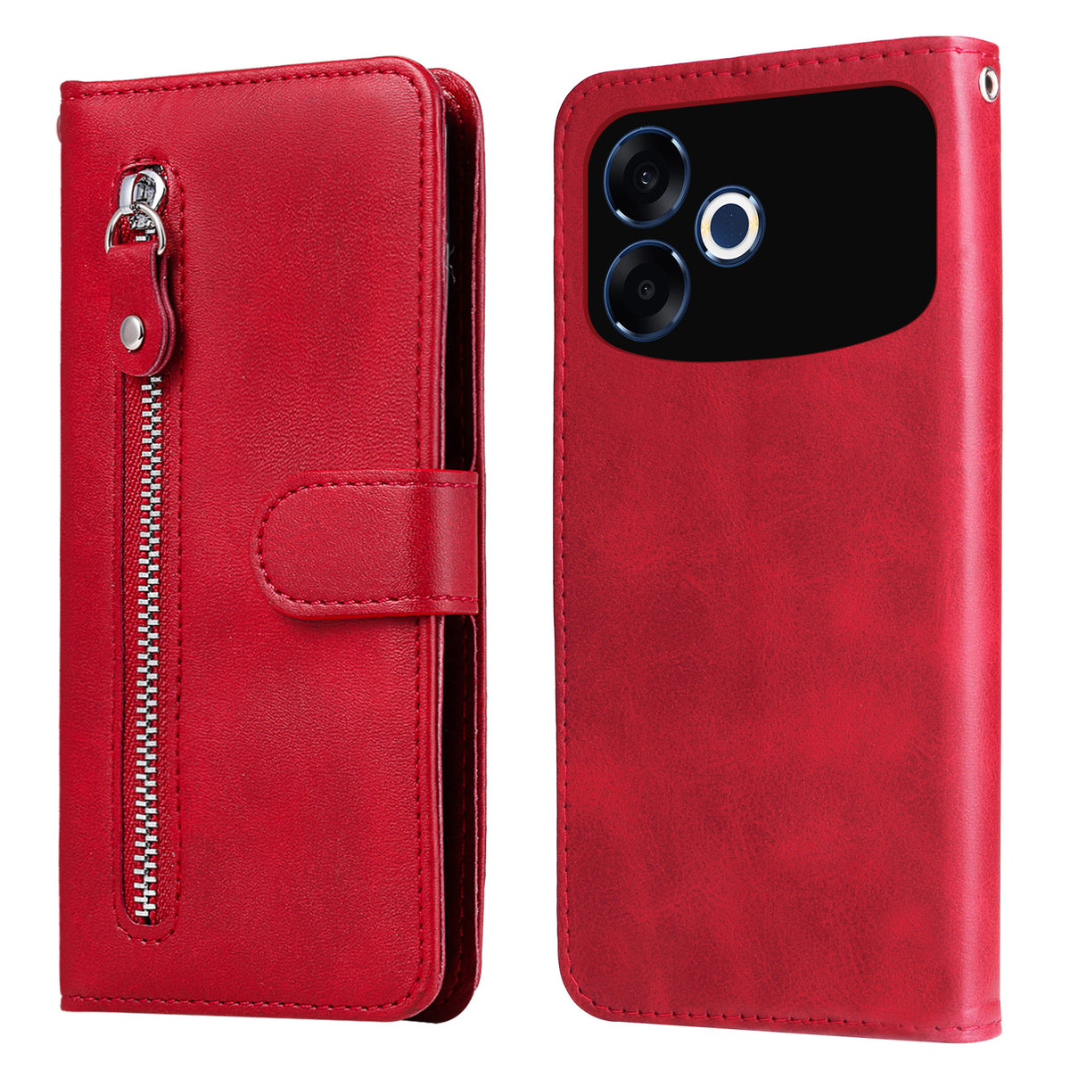 Til Oppo F33 Pro 5G / Oppo A6s Pro 5G PU-læderetuier med lynlåslomme, pung, telefoncover og stander