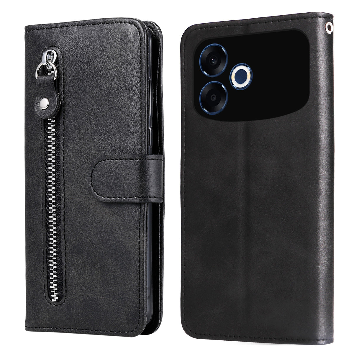 Til Oppo F33 Pro 5G / Oppo A6s Pro 5G PU-læderetuier med lynlåslomme, pung, telefoncover og stander