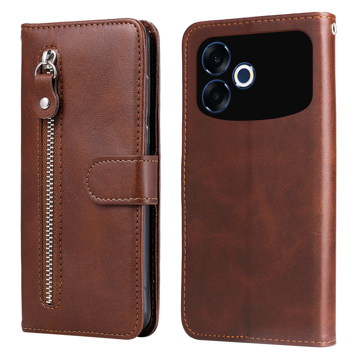 Til Oppo F33 Pro 5G / Oppo A6s Pro 5G PU-læderetuier med lynlåslomme, pung, telefoncover og stander