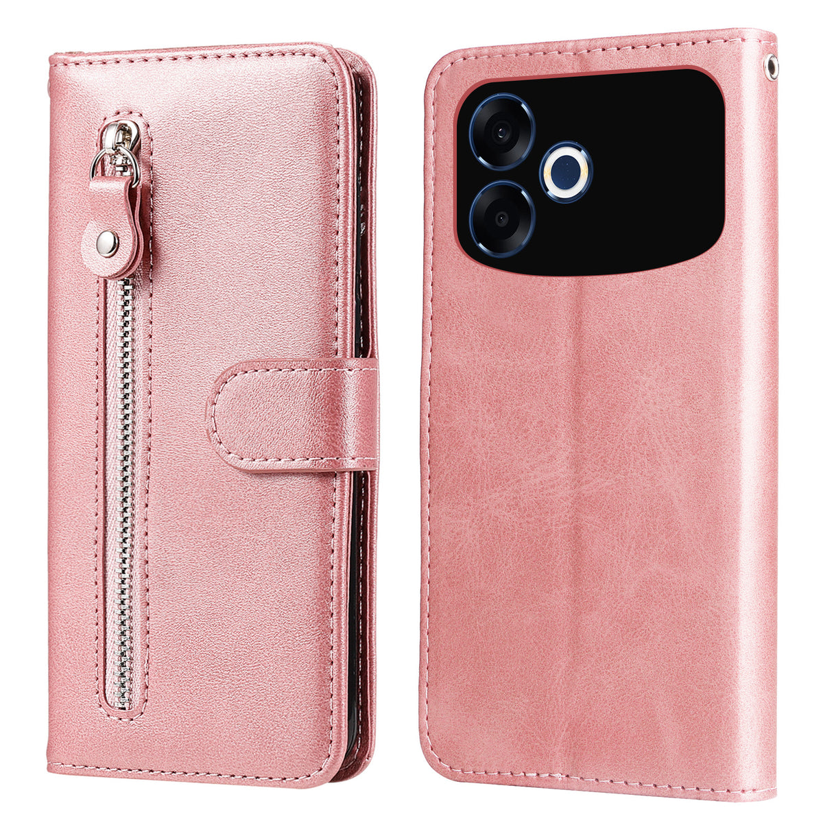 Til Oppo F33 Pro 5G / Oppo A6s Pro 5G PU-læderetuier med lynlåslomme, pung, telefoncover og stander