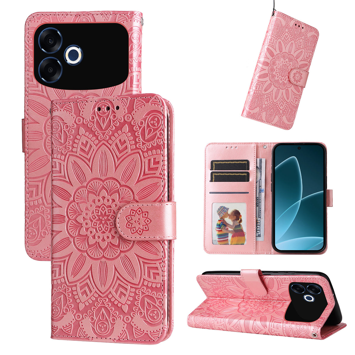For Oppo F33 Pro 5G / Oppo A6s Pro 5G Case Sunflower Imprint Leather Wallet Phone Cover
