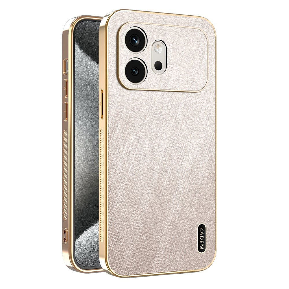KADEM For Honor 600 5G Cover Elektropletteret silkestruktur PU + TPU Telefonbagside