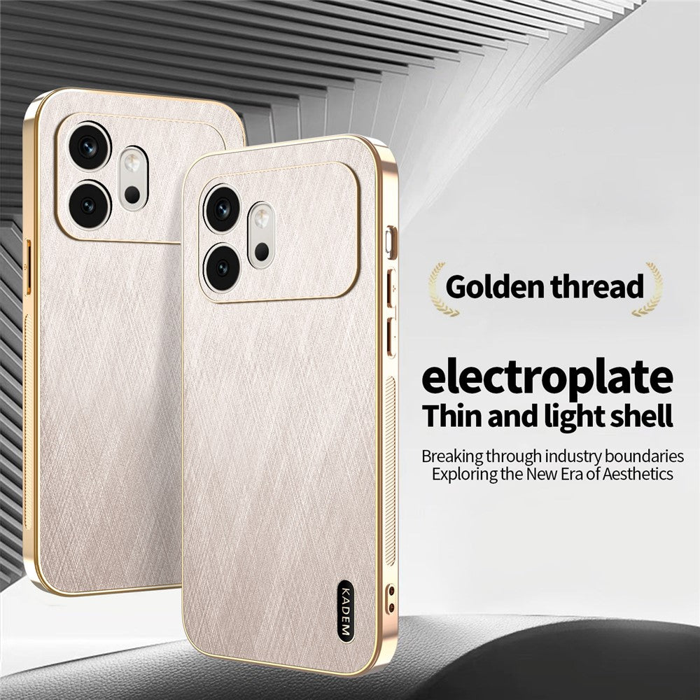 KADEM For Honor 600 5G Cover Elektropletteret silkestruktur PU + TPU Telefonbagside
