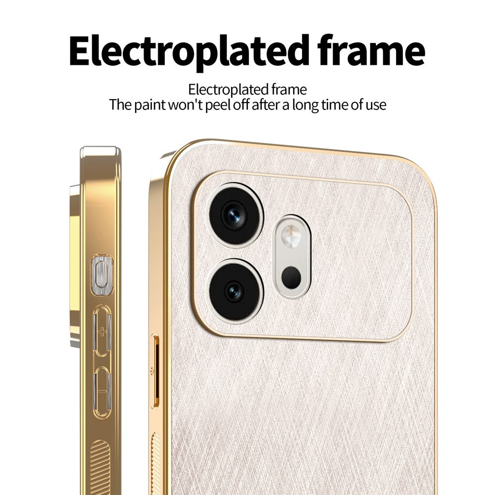 KADEM For Honor 600 5G Cover Elektropletteret silkestruktur PU + TPU Telefonbagside