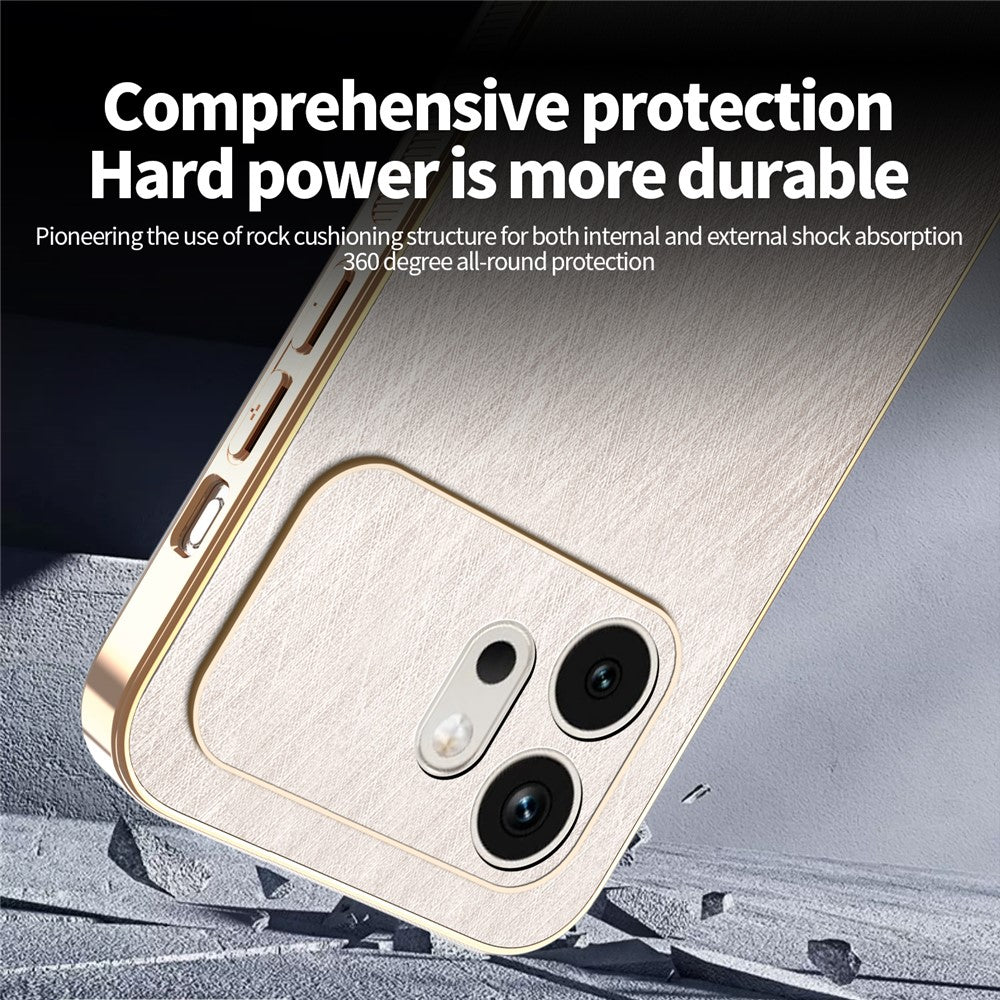 KADEM For Honor 600 5G Cover Elektropletteret silkestruktur PU + TPU Telefonbagside