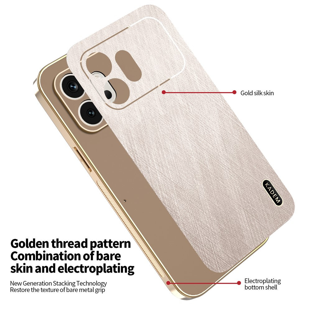 KADEM For Honor 600 5G Cover Elektropletteret silkestruktur PU + TPU Telefonbagside