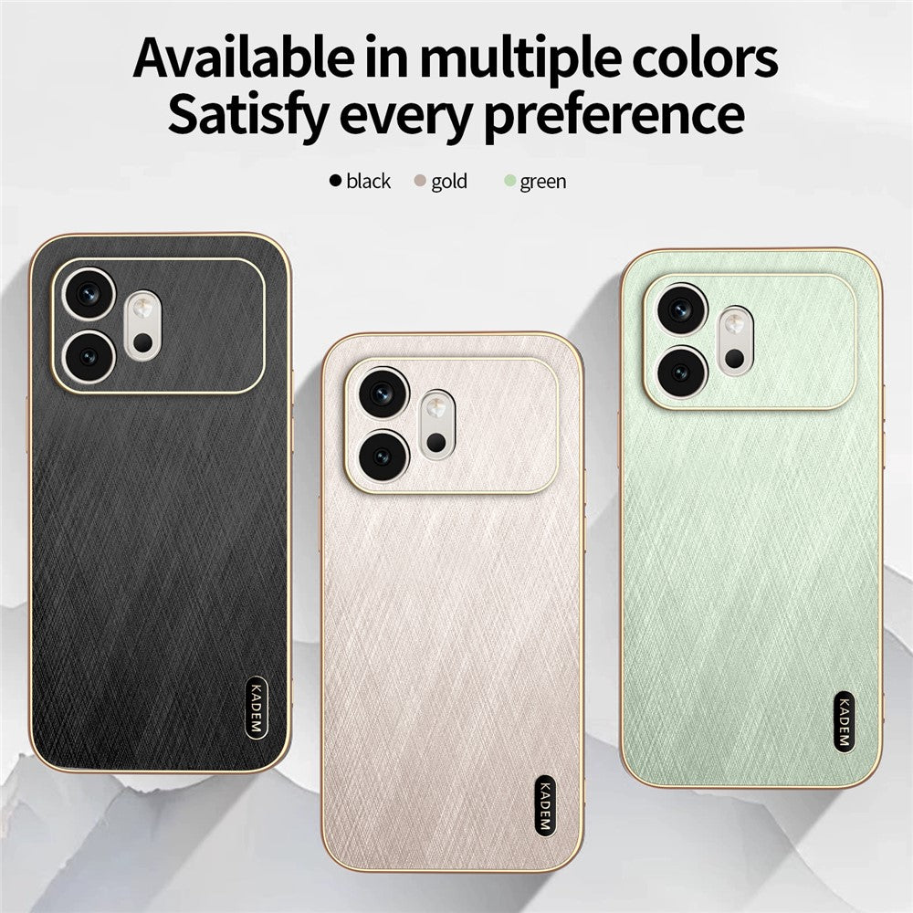 KADEM For Honor 600 5G Cover Elektropletteret silkestruktur PU + TPU Telefonbagside
