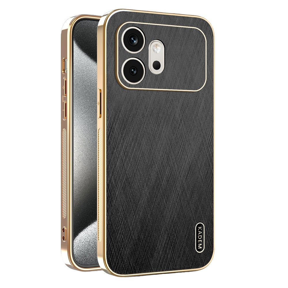 KADEM For Honor 600 5G Cover Elektropletteret silkestruktur PU + TPU Telefonbagside