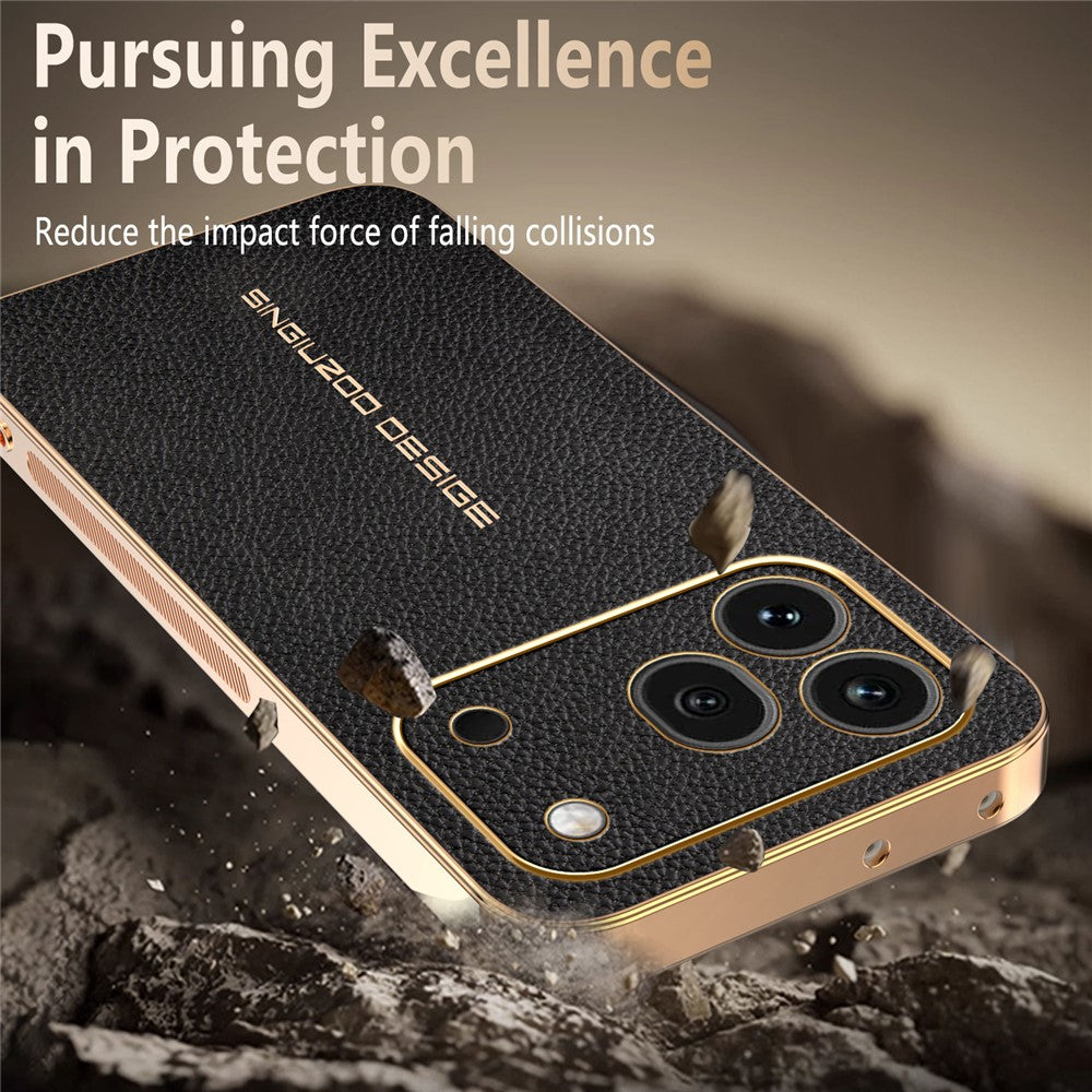 For Honor 600 Pro 5G Case Anti Scratch Litchi Texture PU Leather TPU Phone Back Cover