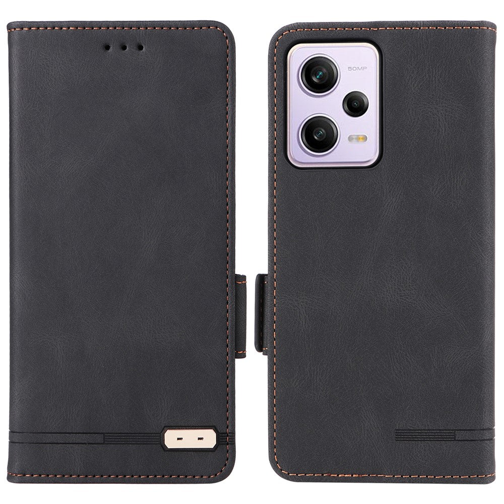 For Xiaomi Redmi Note 12 Pro 5G / Note 12 Pro Speed 5G / Poco X5 Pro 5G PU Leather Anti-drop Case Hardware Decor Dual Magnetic Clasp Wallet Stand Phone Cover