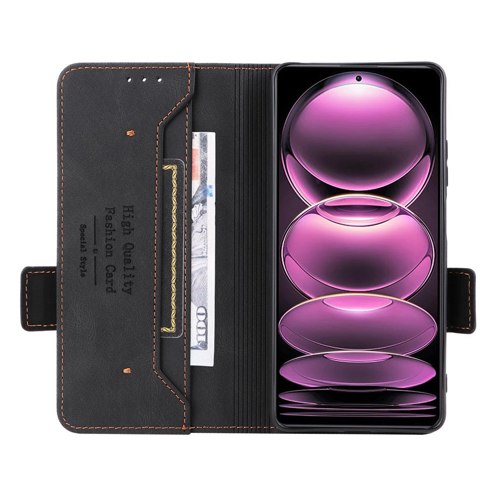 For Xiaomi Redmi Note 12 Pro 5G / Note 12 Pro Speed 5G / Poco X5 Pro 5G PU Leather Anti-drop Case Hardware Decor Dual Magnetic Clasp Wallet Stand Phone Cover