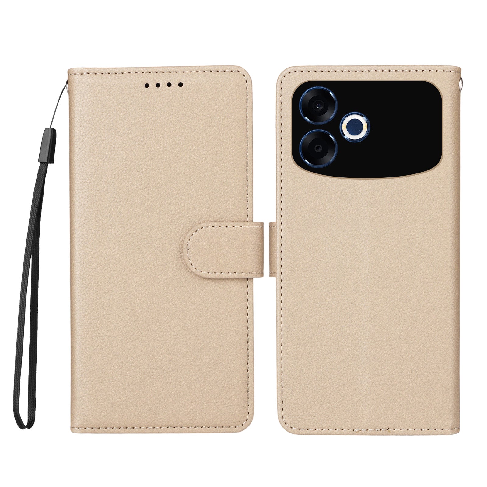 Oppo F33 Pro 5G / Oppo A6s Pro 5G-skal RFID-blockerande 3 kortfack PU-lädermobilskal med handledsrem
