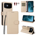 For Oppo F33 Pro 5G / Oppo A6s Pro 5G Case RFID Blocking 3 Card Slots PU Leather Phone Cover with Wrist Strap