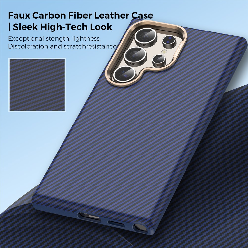 Magnetiskt skal för Samsung Galaxy S24 Ultra, kolfibertextur, stötsäkert läder, TPU PC-skydd