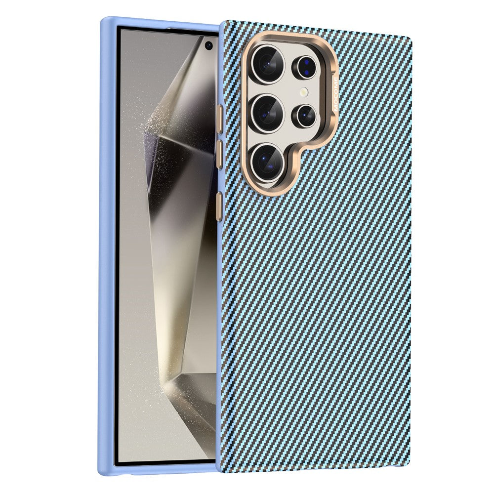 Magnetiskt skal för Samsung Galaxy S24 Ultra, kolfibertextur, stötsäkert läder, TPU PC-skydd