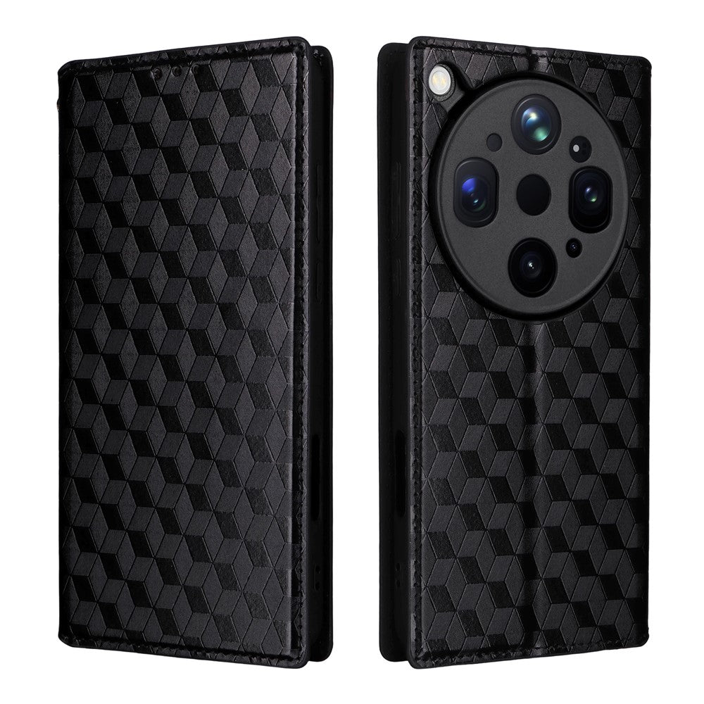 For Oppo Find X9 Ultra 5G Case Wallet Rhombus Imprinted PU Leather Phone Cover