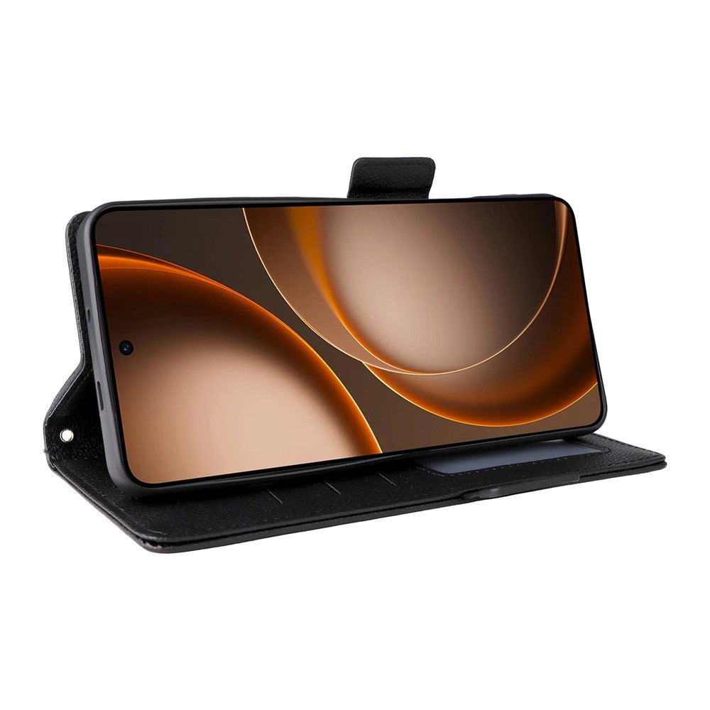 For Oppo Find X9 Ultra 5G Case Litchi Texture Wallet Leather Phone Cover with Wrist Strap