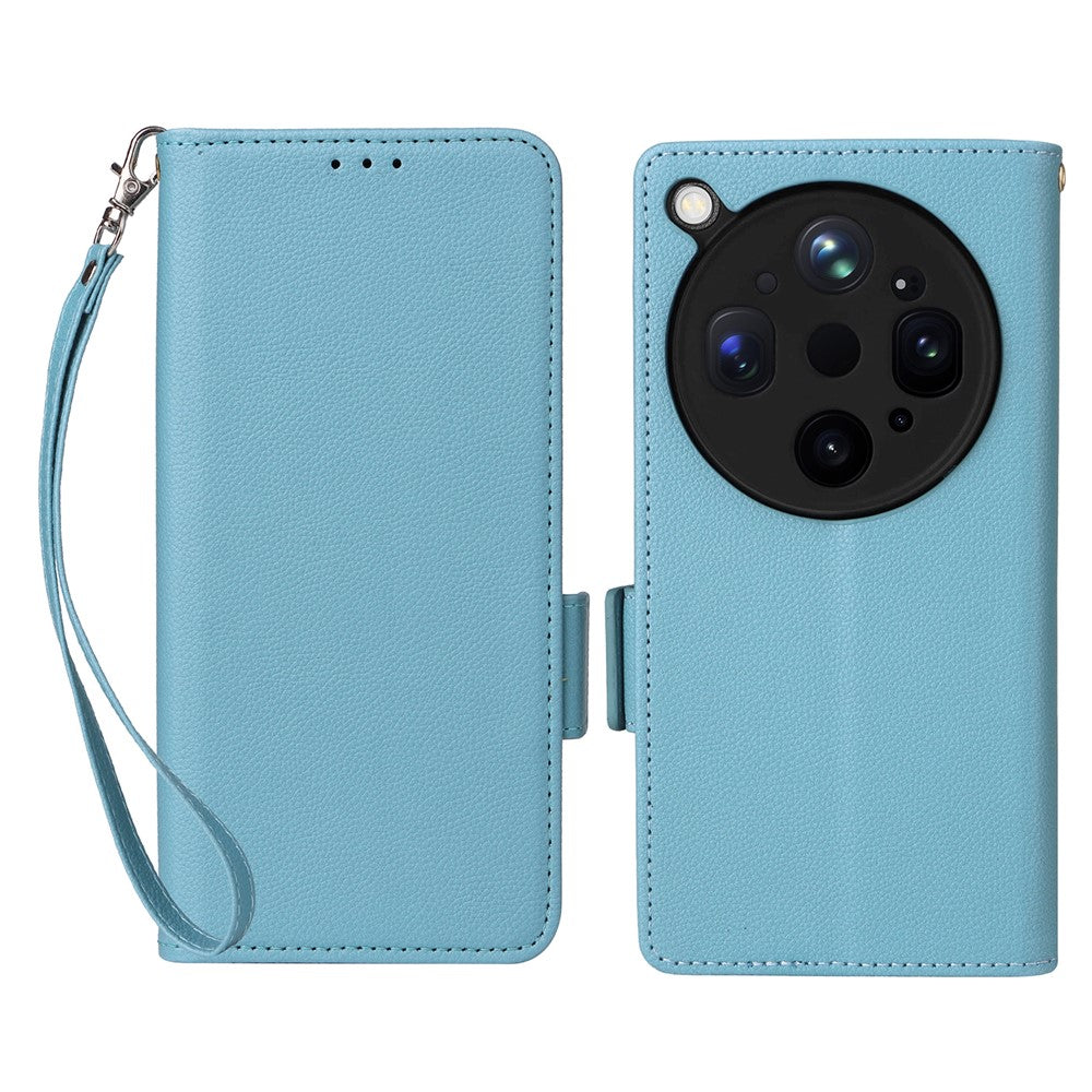 For Oppo Find X9 Ultra 5G Case Litchi Texture Wallet Leather Phone Cover with Wrist Strap