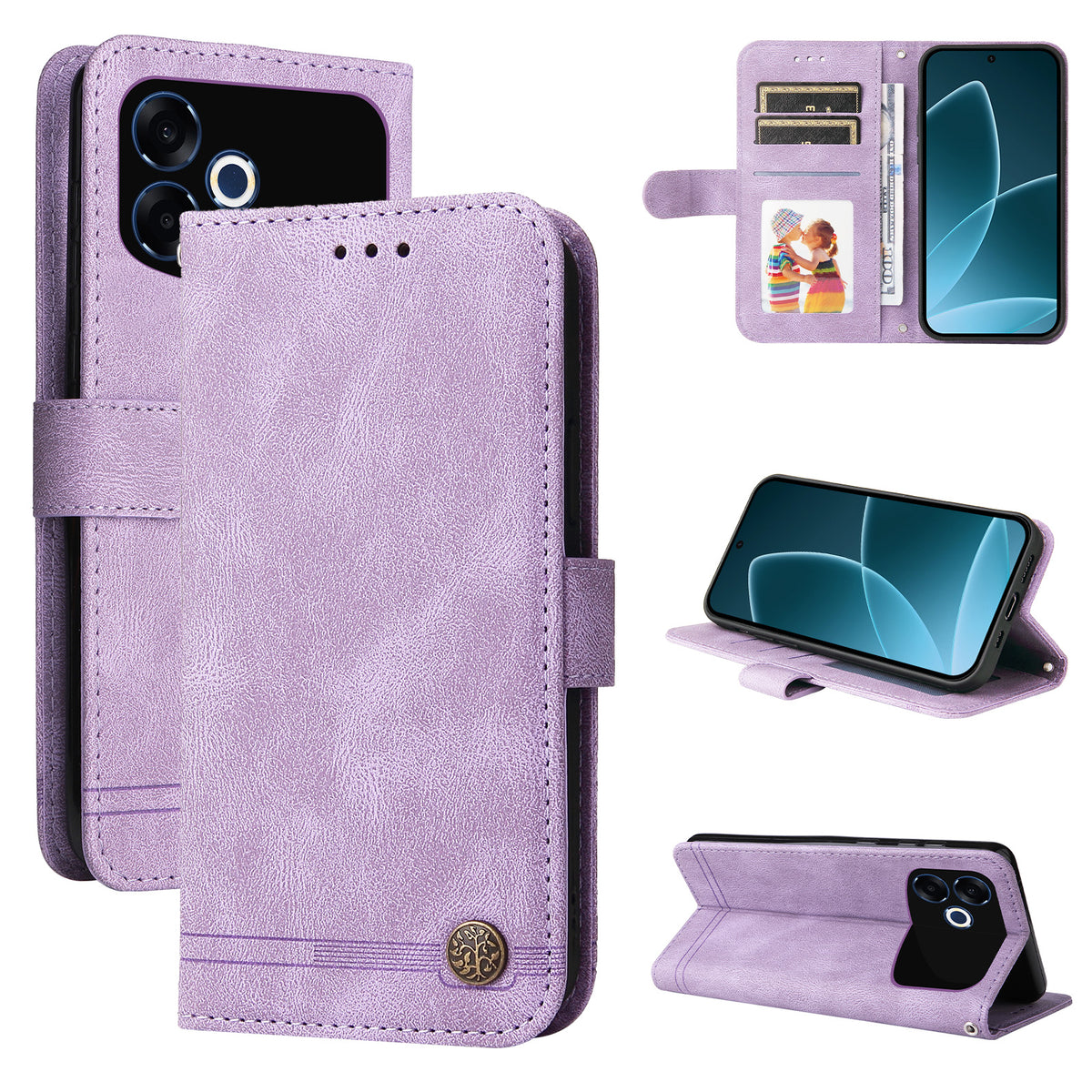 For Oppo F33 Pro 5G / Oppo A6s Pro 5G Leather Wallet Cases Skin Touch Phone Cover Stand with Strap