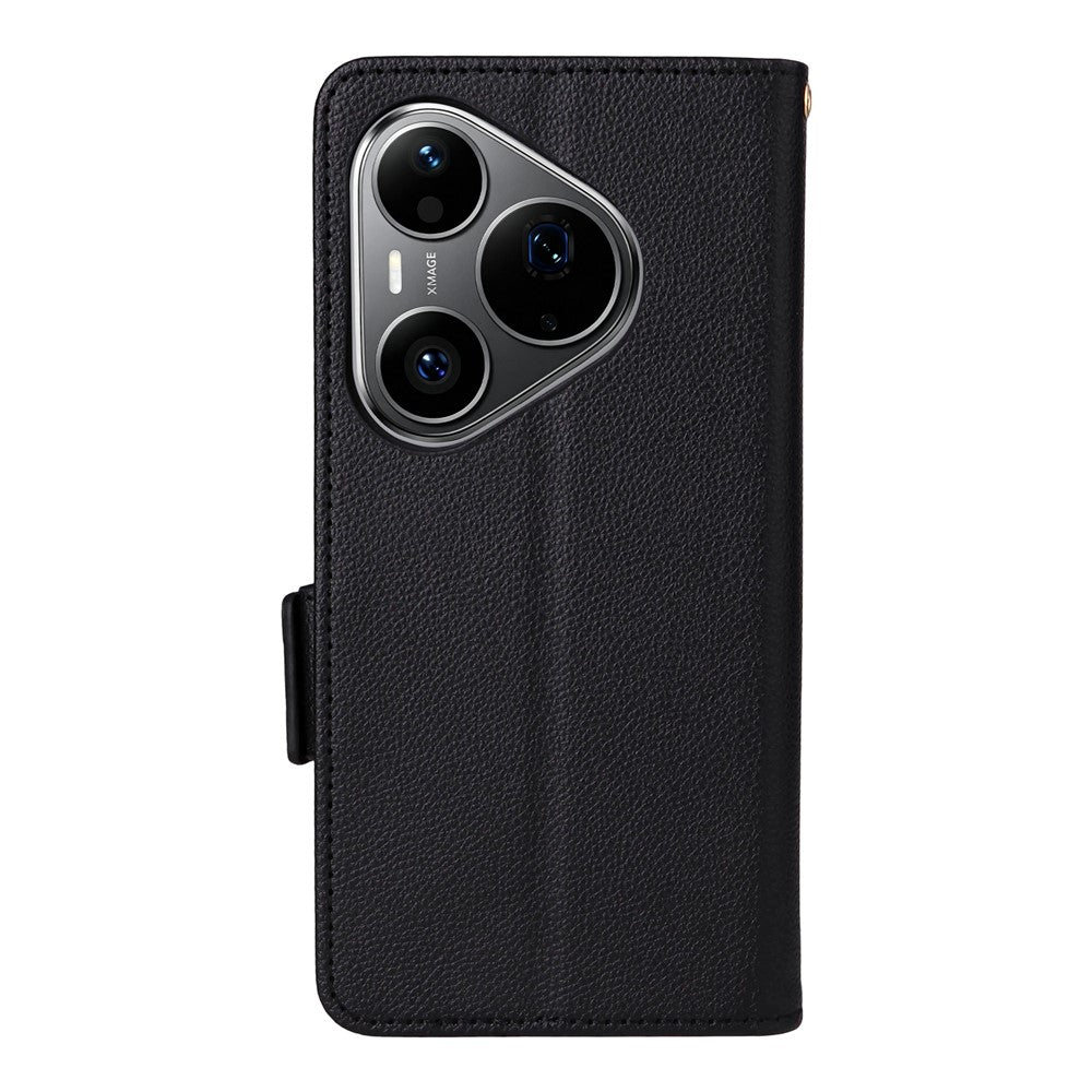 For Huawei Pura 90s Pro 5G / Pura 90 Pro Case Litchi Texture Wallet Leather Phone Cover with Wrist Strap