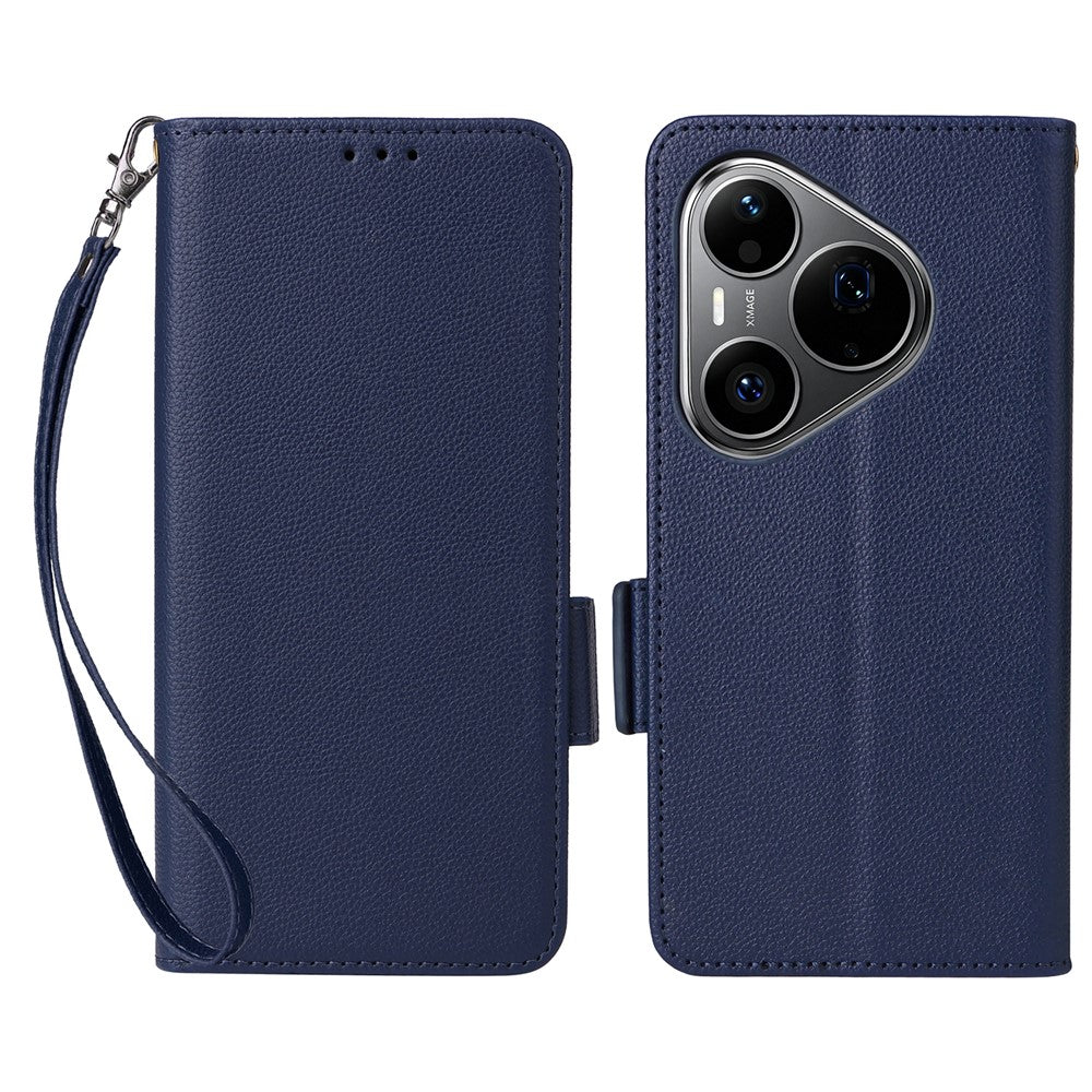 For Huawei Pura 90s Pro 5G / Pura 90 Pro Case Litchi Texture Wallet Leather Phone Cover with Wrist Strap