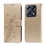 Til Motorola Signature 5G Lædercover Sommerfugle Blomsterpræg Tegnebog Stativcover