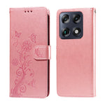 Til Motorola Signature 5G Lædercover Sommerfugle Blomsterpræg Tegnebog Stativcover