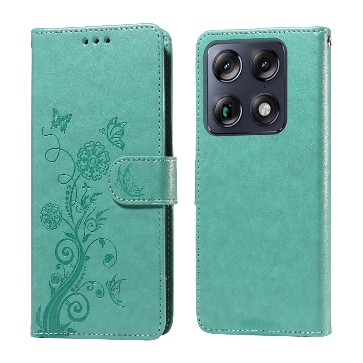Til Motorola Signature 5G Lædercover Sommerfugle Blomsterpræg Tegnebog Stativcover