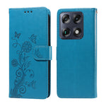 Til Motorola Signature 5G Lædercover Sommerfugle Blomsterpræg Tegnebog Stativcover