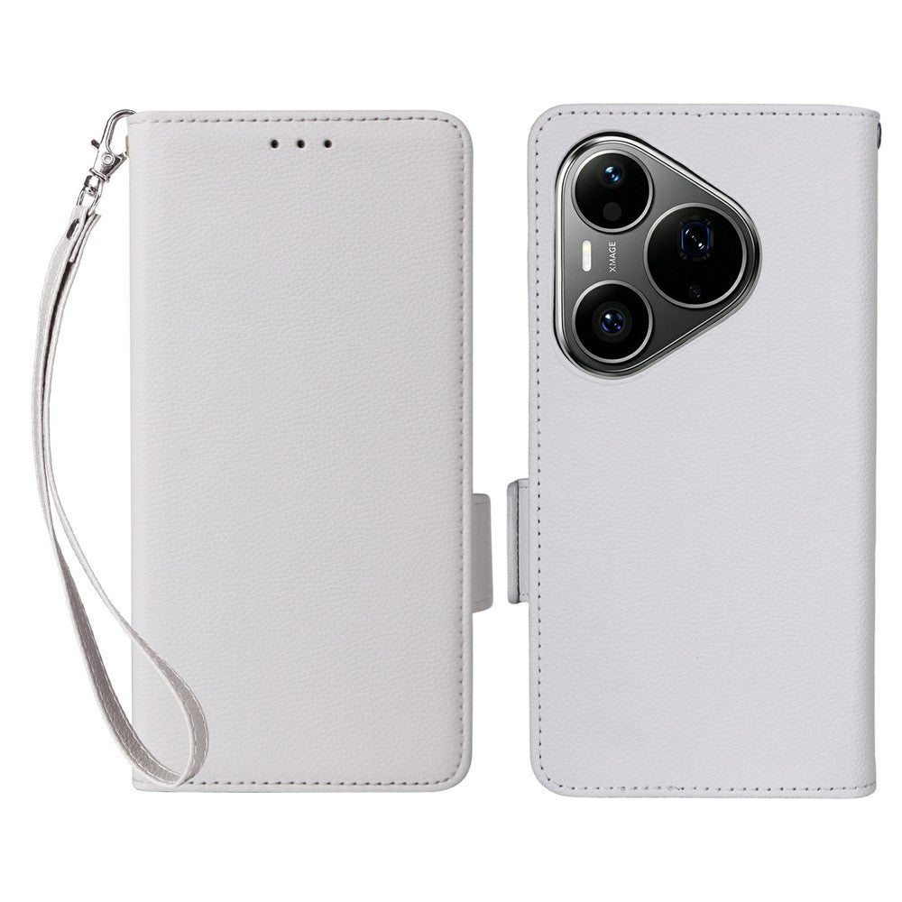 For Huawei Pura 90s Pro Max 5G / Pura 90 Pro Max Case Litchi Texture Wallet Leather Phone Cover with Wrist Strap