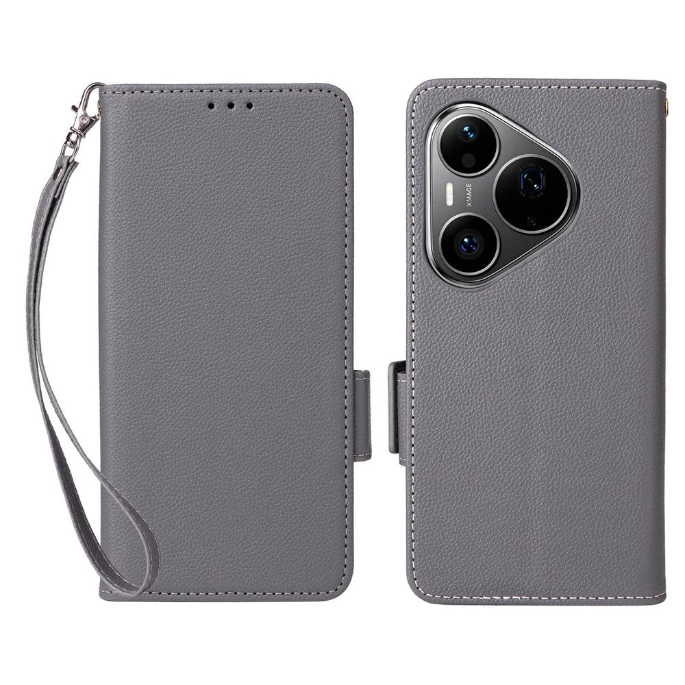 For Huawei Pura 90s Pro Max 5G / Pura 90 Pro Max Case Litchi Texture Wallet Leather Phone Cover with Wrist Strap