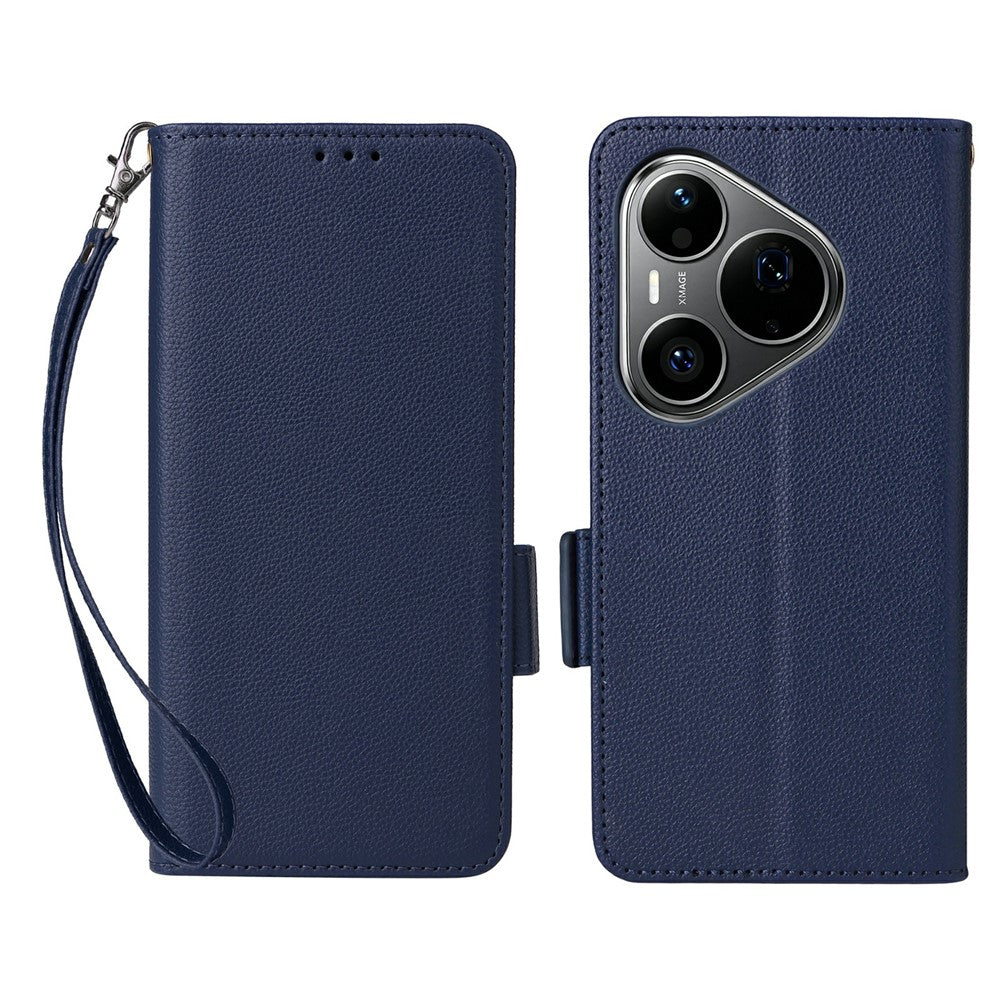 For Huawei Pura 90s Pro Max 5G / Pura 90 Pro Max Case Litchi Texture Wallet Leather Phone Cover with Wrist Strap