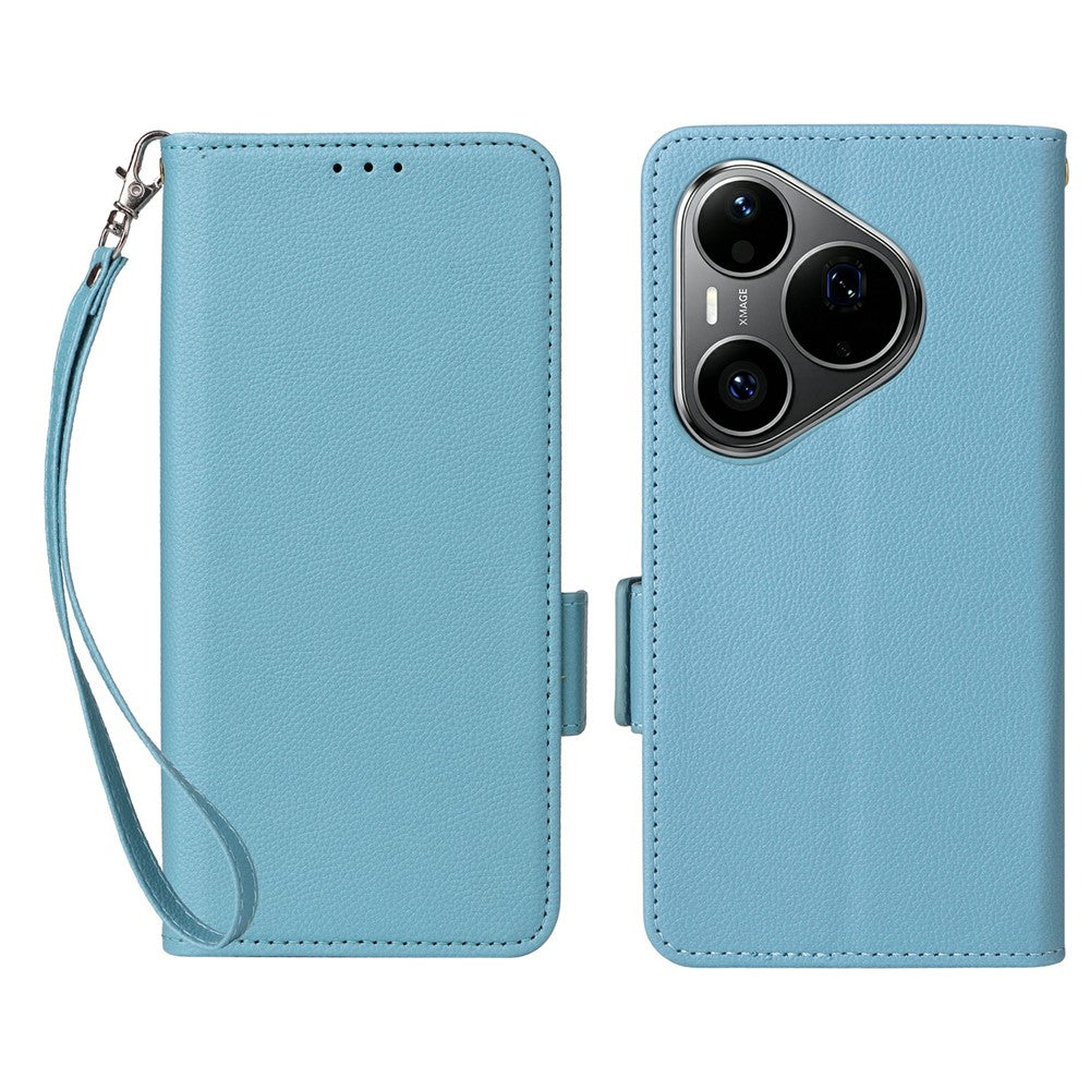 For Huawei Pura 90s Pro Max 5G / Pura 90 Pro Max Case Litchi Texture Wallet Leather Phone Cover with Wrist Strap
