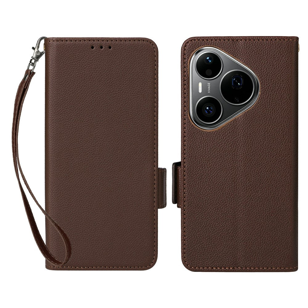 For Huawei Pura 90s Pro Max 5G / Pura 90 Pro Max Case Litchi Texture Wallet Leather Phone Cover with Wrist Strap