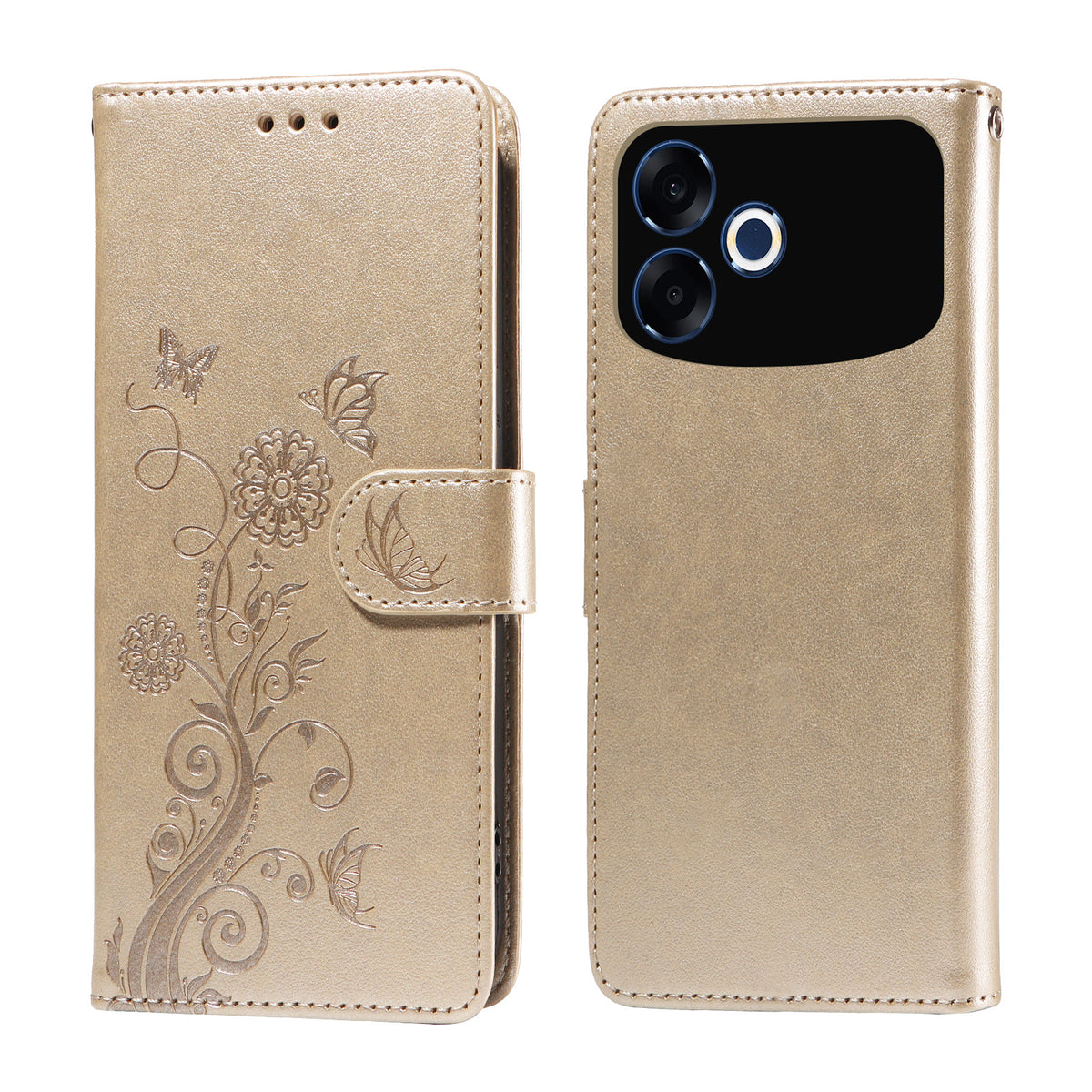 For Oppo F33 Pro 5G / Oppo A6s Pro 5G Leather Case Butterfly Floral Imprint Wallet Stand Cover