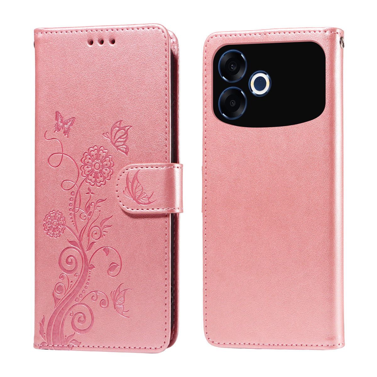 For Oppo F33 Pro 5G / Oppo A6s Pro 5G Leather Case Butterfly Floral Imprint Wallet Stand Cover