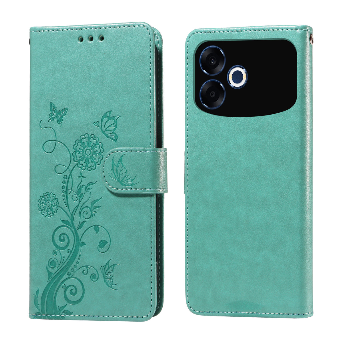 Oppo F33 Pro 5G / Oppo A6s Pro 5G Läderfodral Fjärils Blommönster Plånboksfodral