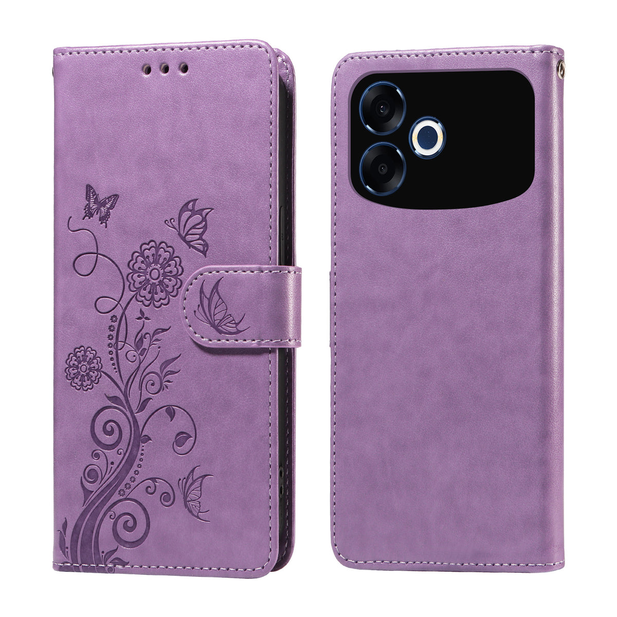 For Oppo F33 Pro 5G / Oppo A6s Pro 5G Leather Case Butterfly Floral Imprint Wallet Stand Cover