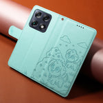 For Motorola Signature 5G Case RFID Blocking Imprinted Dog Pattern PU Leather Phone Cover with Wrist Strap