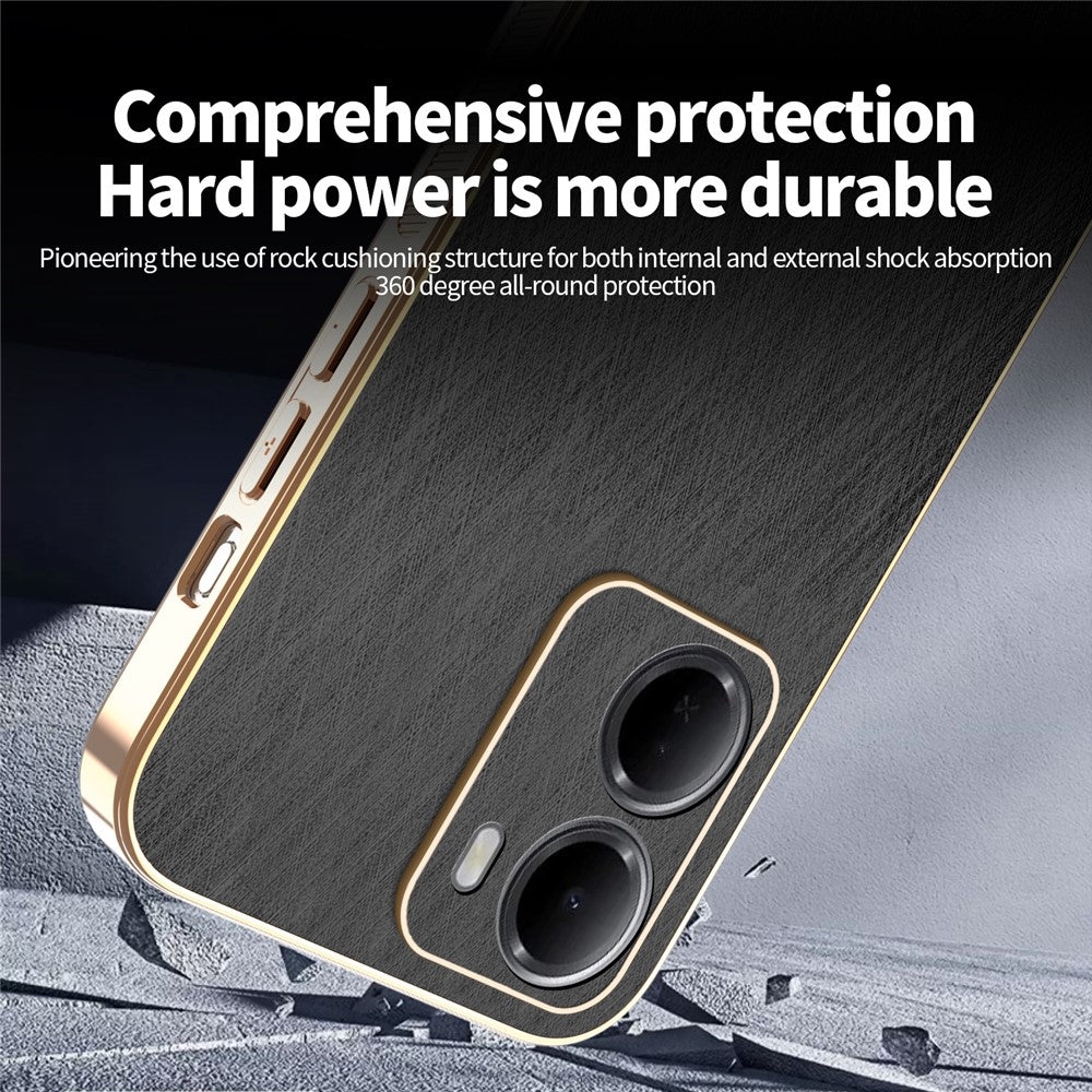 KADEM For Xiaomi Redmi 15a 5G Phone Case Electroplating Silk Texture PU + TPU Phone Back Cover