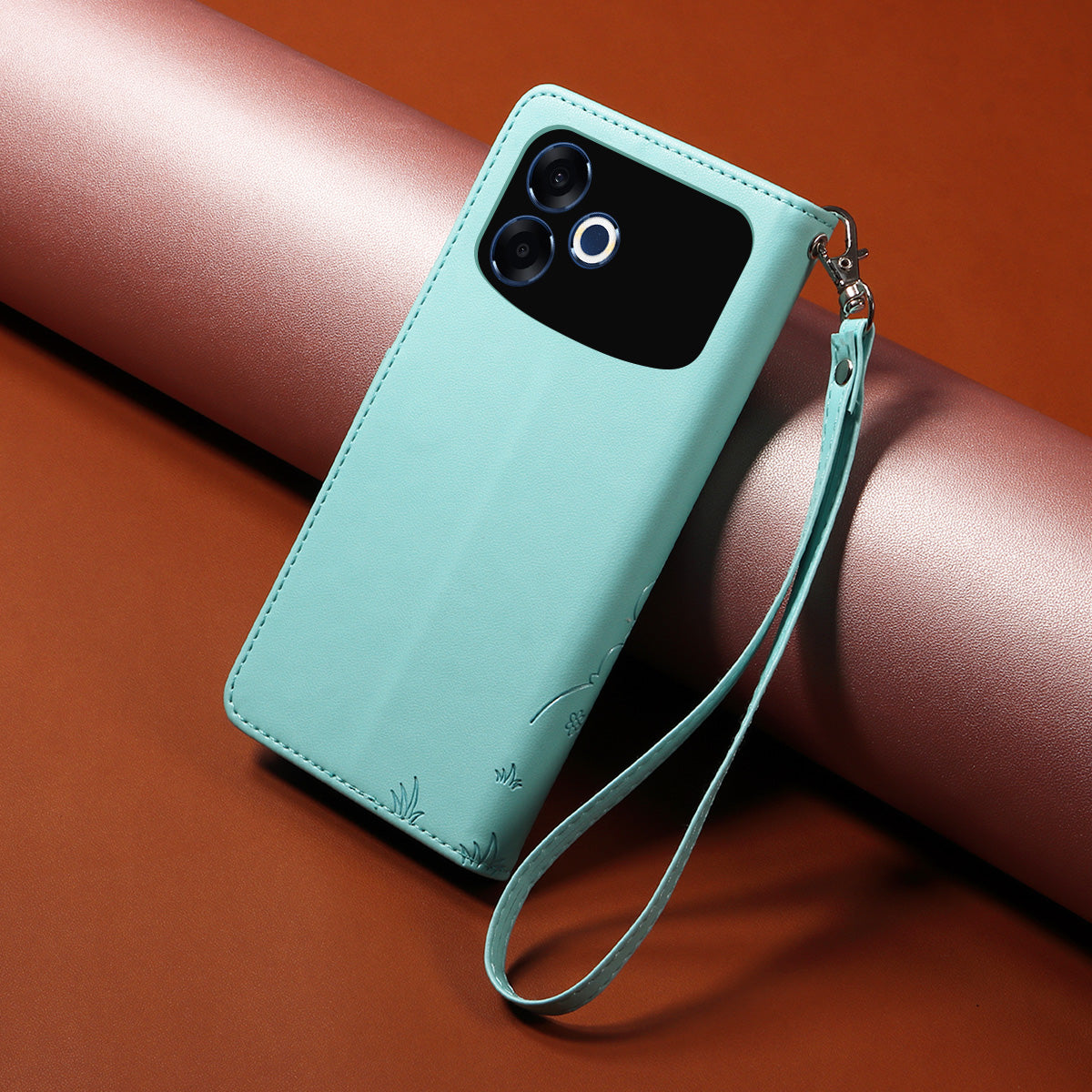 For Oppo F33 Pro 5G / Oppo A6s Pro 5G Case RFID Blocking Imprinted Dog Pattern PU Leather Phone Cover with Wrist Strap