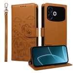 For Oppo F33 Pro 5G / Oppo A6s Pro 5G Case RFID Blocking Imprinted Dog Pattern PU Leather Phone Cover with Wrist Strap