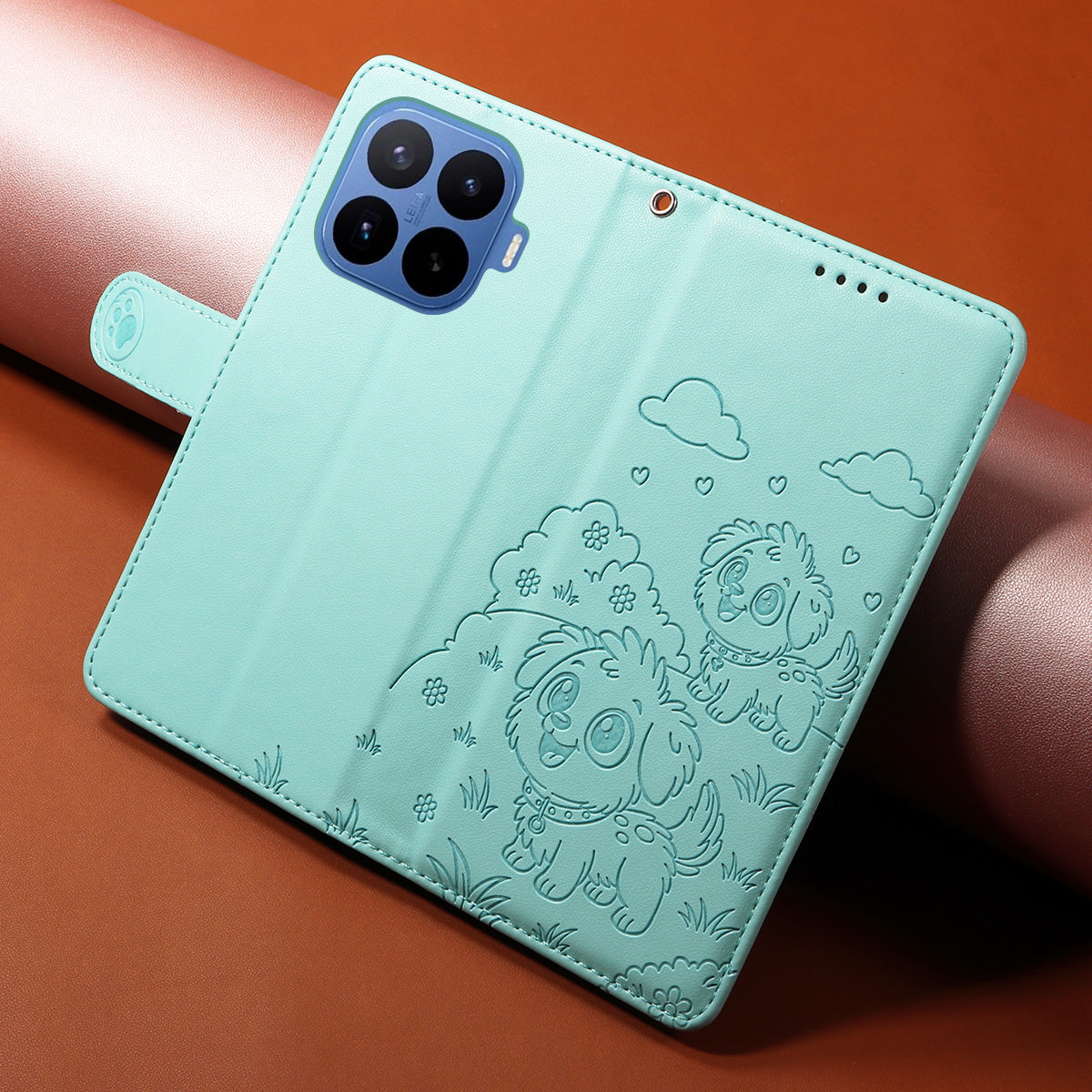 For Xiaomi 17T Pro Case RFID Blocking Imprinted Dog Pattern PU Leather Phone Cover with Wrist Strap