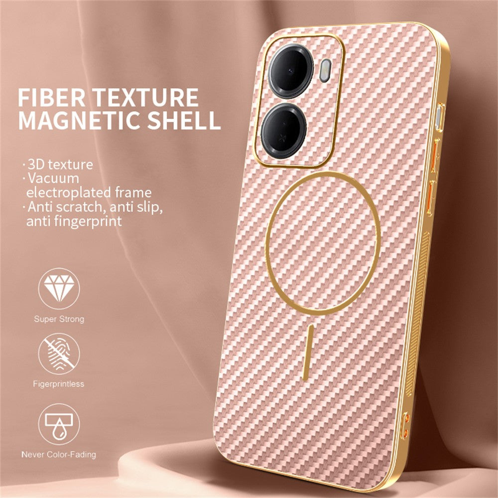 For Xiaomi Redmi 15a 5G Phone Case Carbon Fiber Textured Electroplated TPU Phone Back Cover