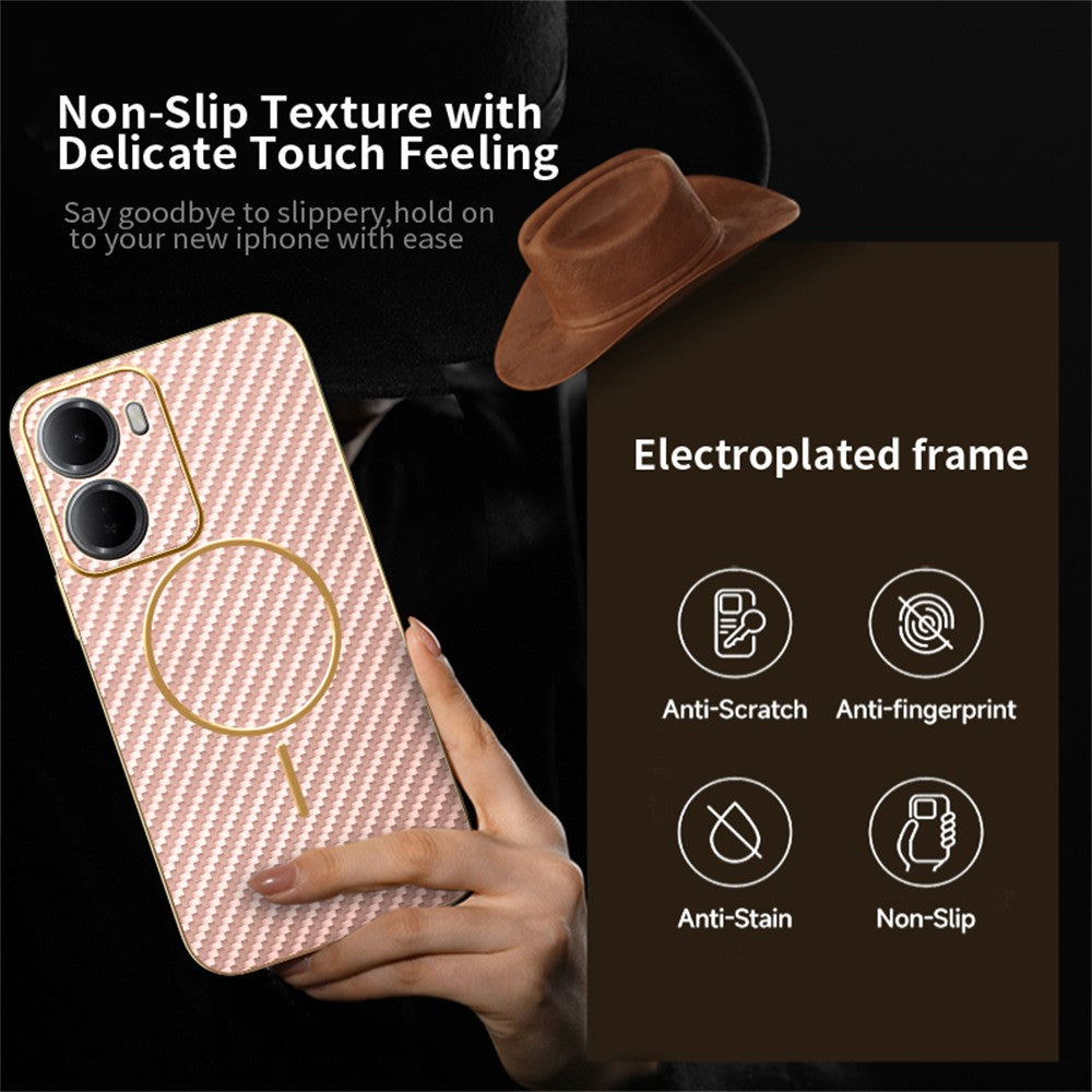 For Xiaomi Redmi 15a 5G Phone Case Carbon Fiber Textured Electroplated TPU Phone Back Cover