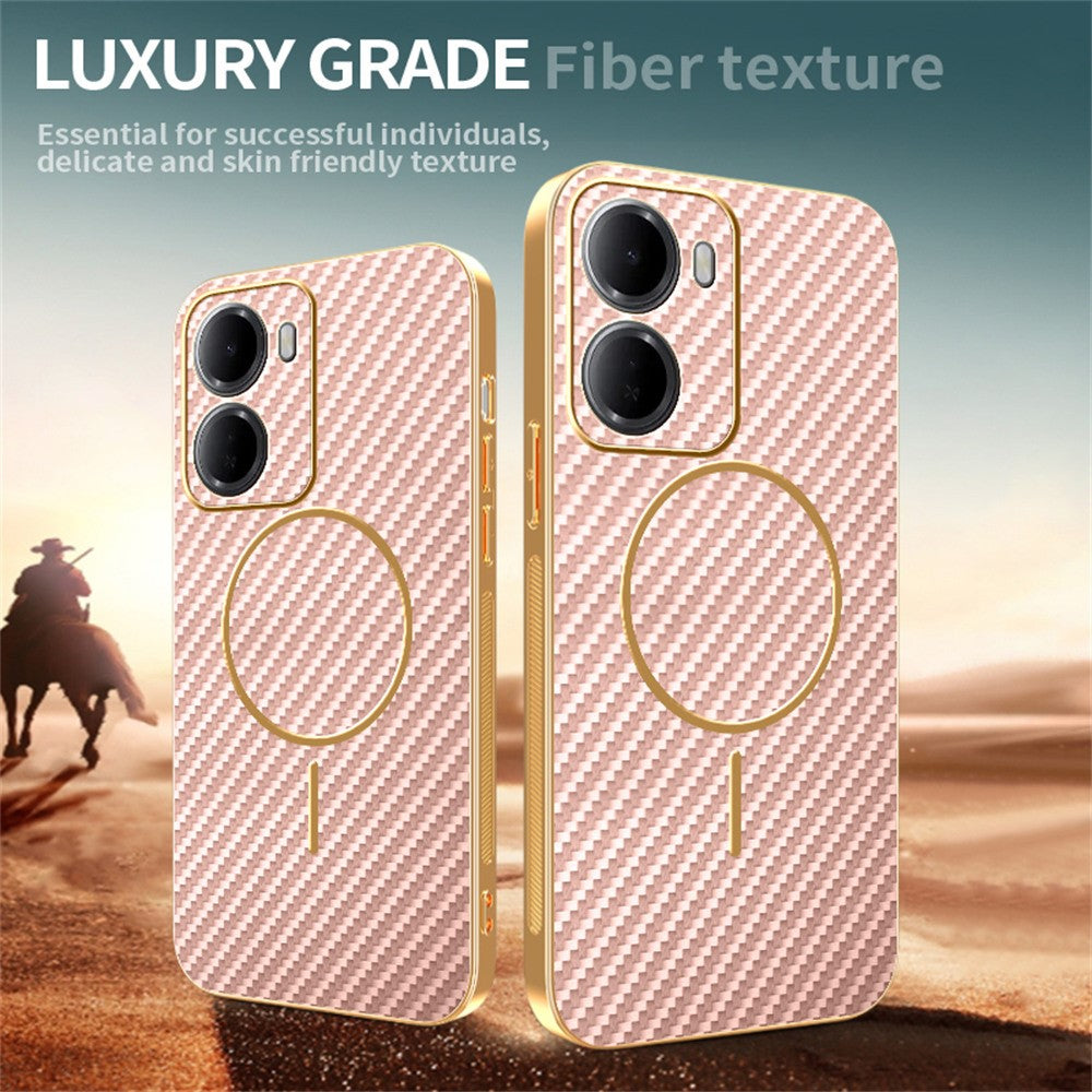 For Xiaomi Redmi 15a 5G Phone Case Carbon Fiber Textured Electroplated TPU Phone Back Cover
