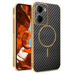 For Xiaomi Redmi 15a 5G Phone Case Carbon Fiber Textured Electroplated TPU Phone Back Cover